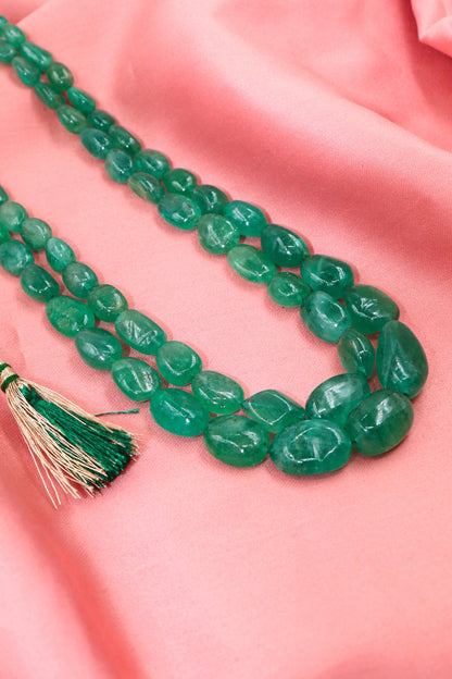 Royal Wedding Necklace with Precious Emerald Gemstone Beads Strands