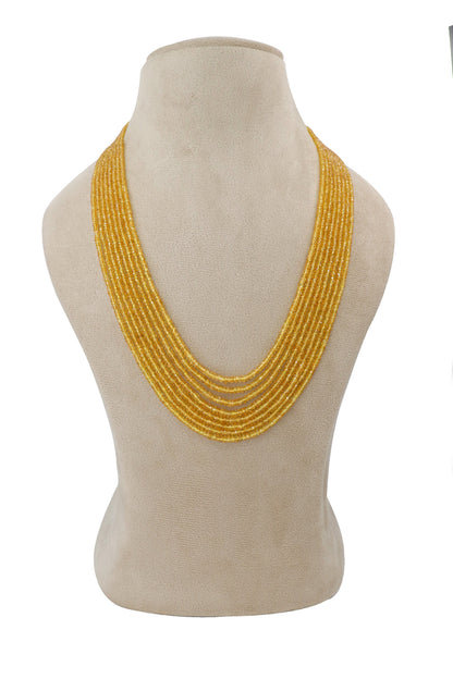 Sophisticated Precious Yellow Sapphire Tiny Gemstone Beads Strands Necklace For Bride