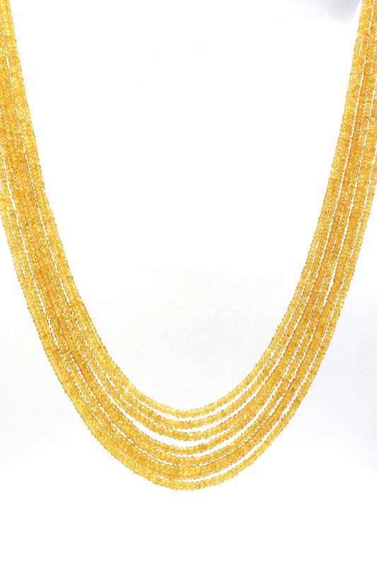 Sophisticated Precious Yellow Sapphire Tiny Gemstone Beads Strands Necklace For Bride