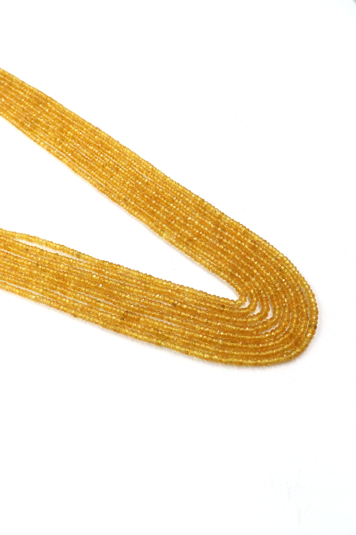 Sophisticated Precious Yellow Sapphire Tiny Gemstone Beads Strands Necklace For Bride