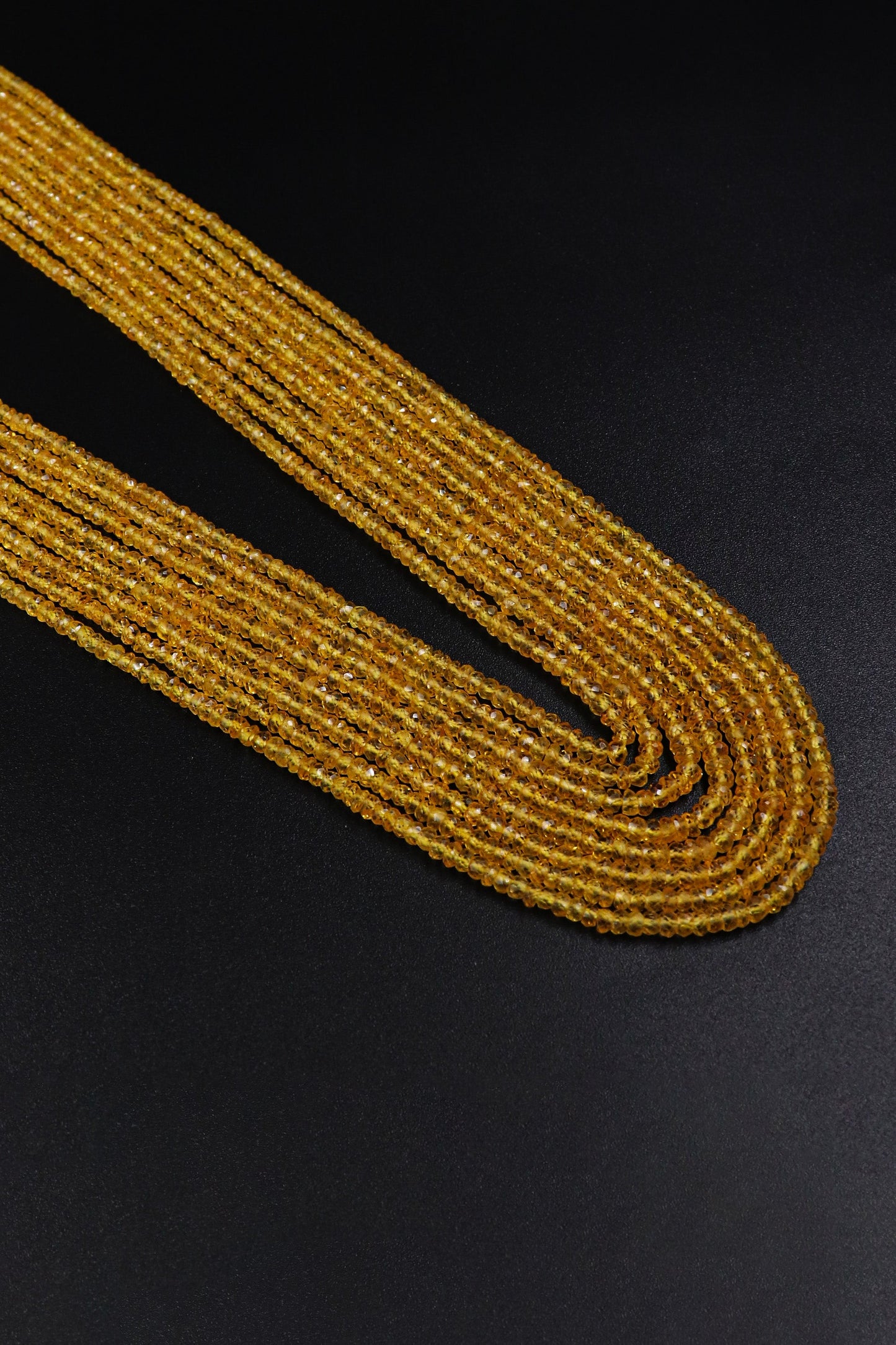 Sophisticated Precious Yellow Sapphire Tiny Gemstone Beads Strands Necklace For Bride