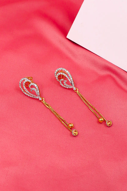 Sophisticated Diamond Gold Elongated Drop Earrings