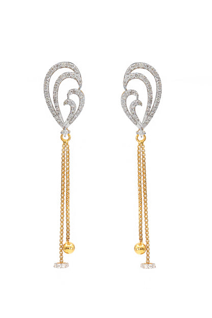 Sophisticated Diamond Gold Elongated Drop Earrings