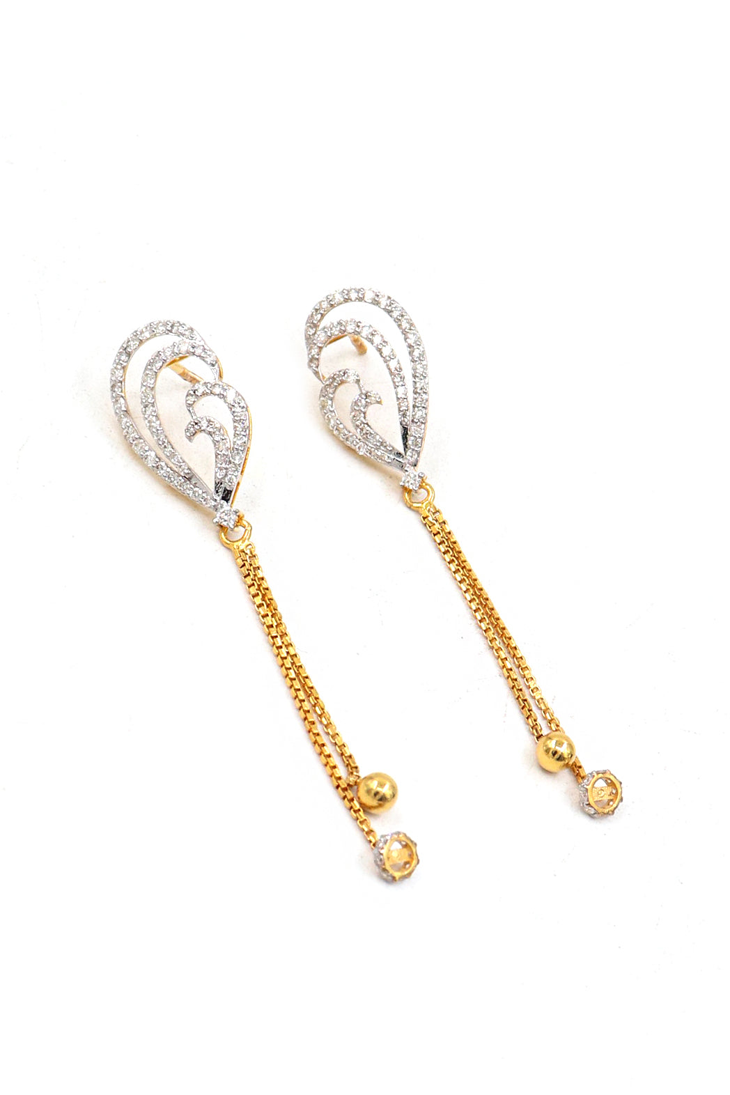 Sophisticated Diamond Gold Elongated Drop Earrings