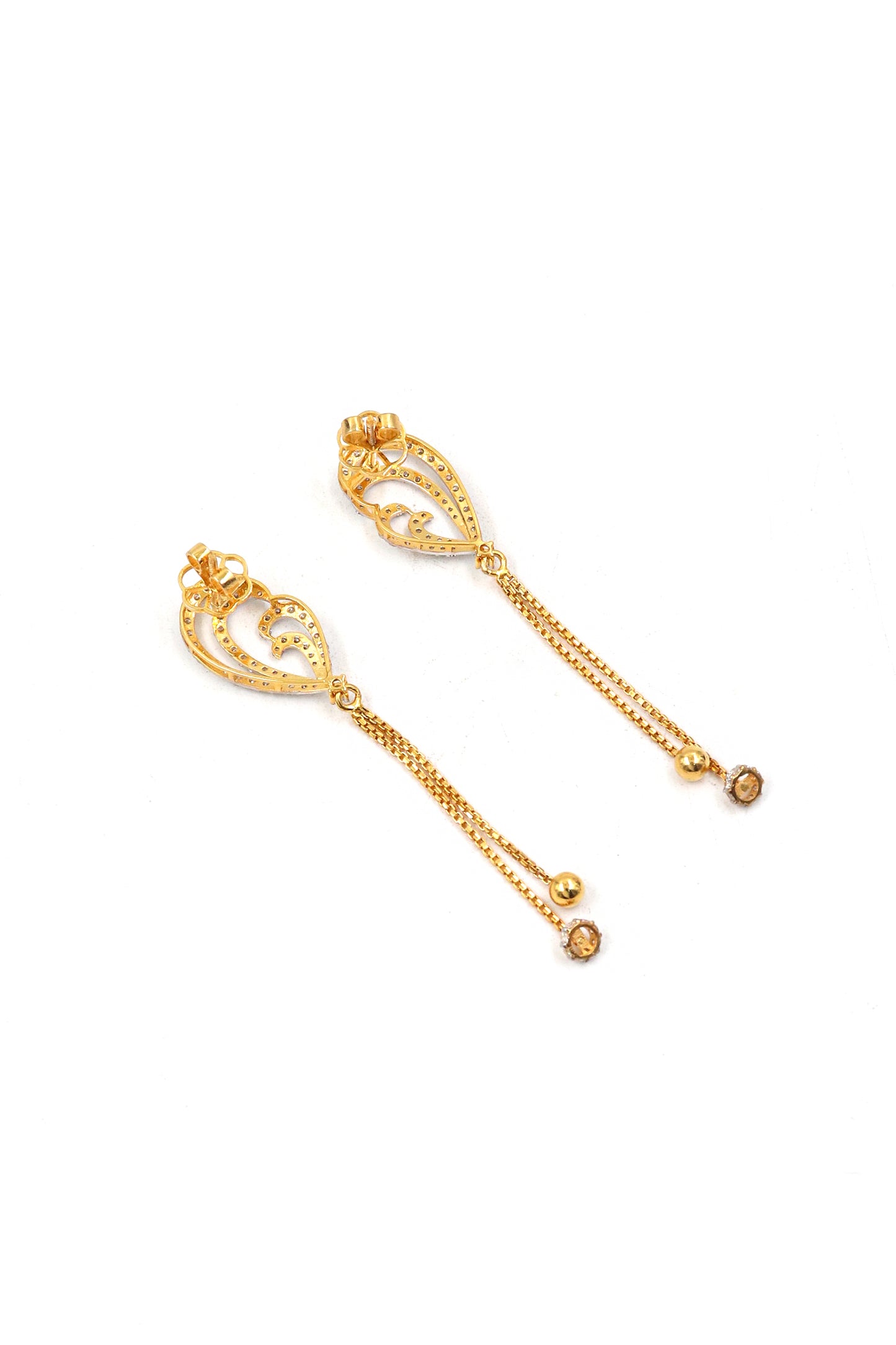 Sophisticated Diamond Gold Elongated Drop Earrings