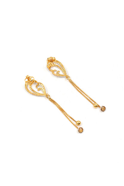 Sophisticated Diamond Gold Elongated Drop Earrings