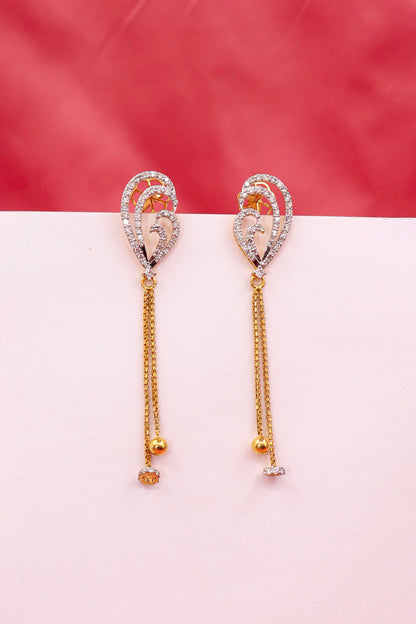 Sophisticated Diamond Gold Elongated Drop Earrings