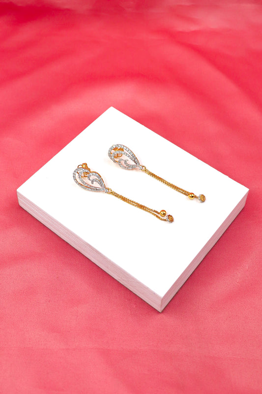 Sophisticated Diamond Gold Elongated Drop Earrings