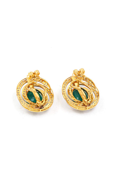 Graceful Emerald & Diamond Gold Luxe Earrings