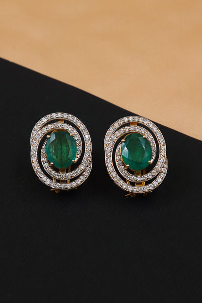 Graceful Emerald & Diamond Gold Luxe Earrings
