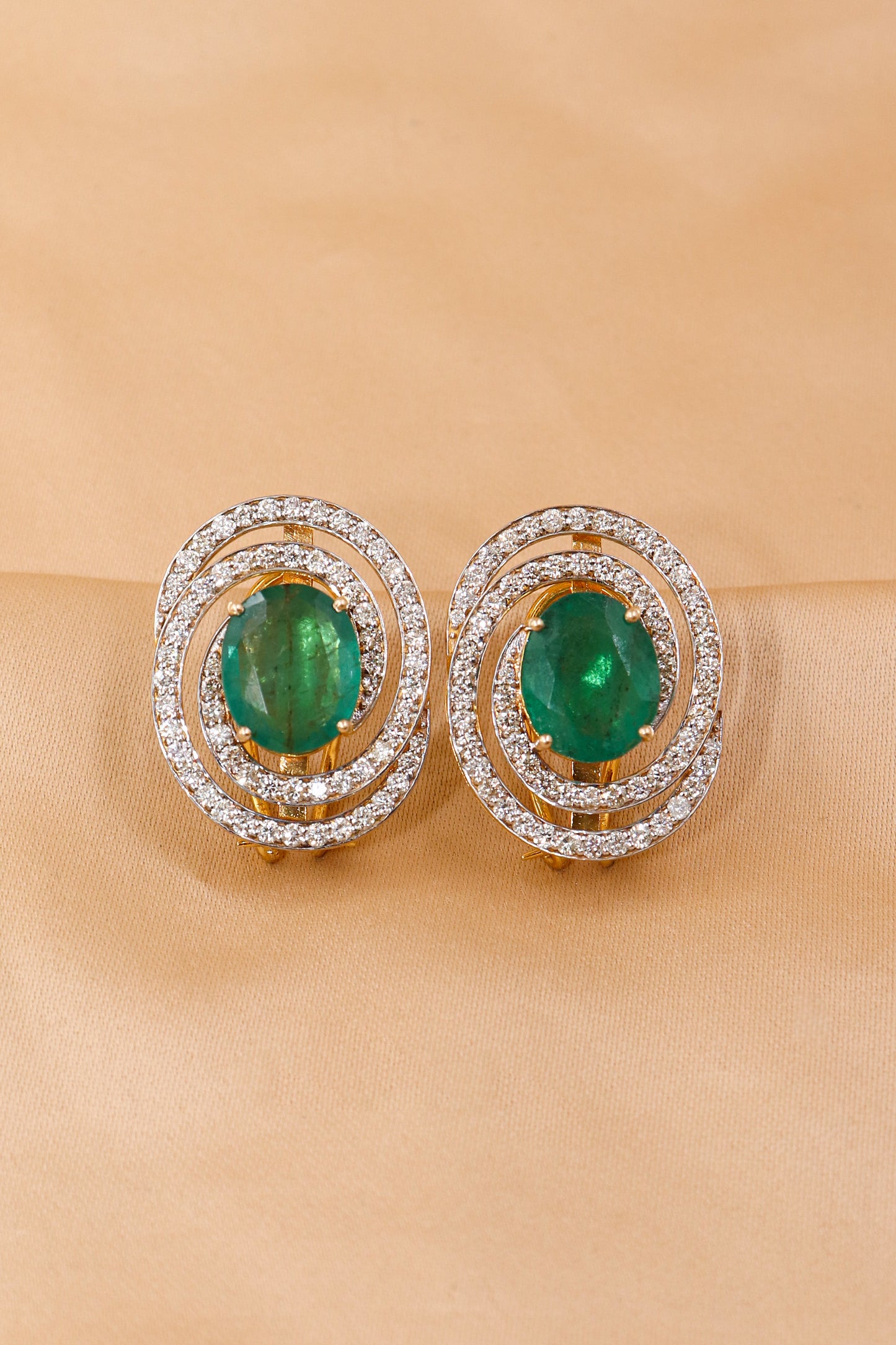 Graceful Emerald & Diamond Gold Luxe Earrings