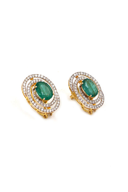 Graceful Emerald & Diamond Gold Luxe Earrings