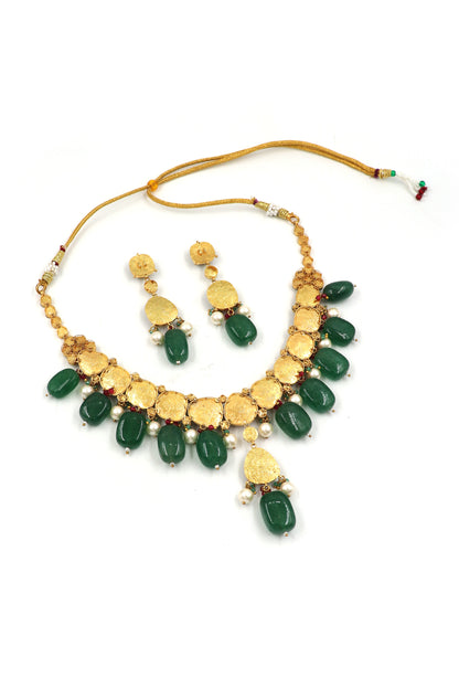 Kavya Necklace :Gold  Diamoand Polki Jadau Necklace Set