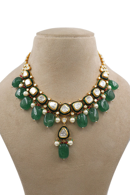 Kavya Necklace :Gold  Diamoand Polki Jadau Necklace Set