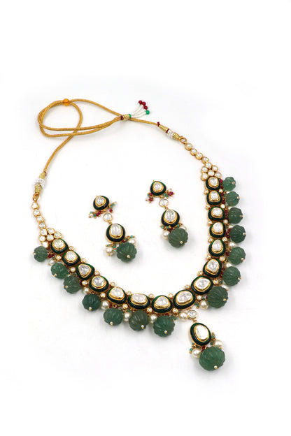 Kavya Necklace :Gold  Diamoand Polki Jadau Necklace Set