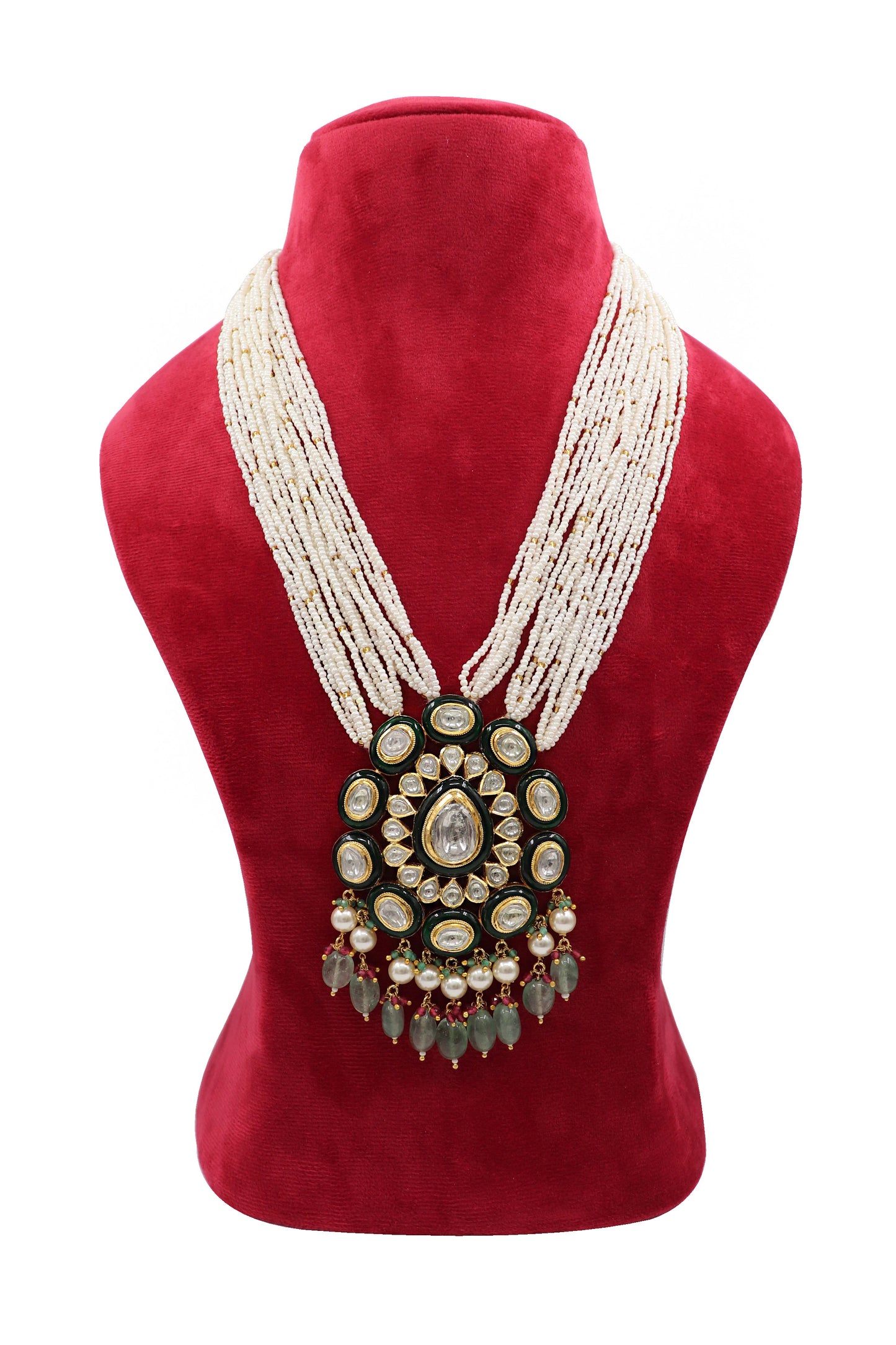Majestic Polki Diamond & Pearl Gold Statement Necklace Set