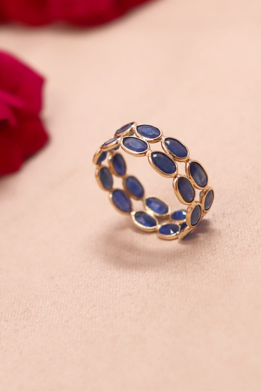The Sovereign Blue Sapphire Statement Ring in 18KT Gold