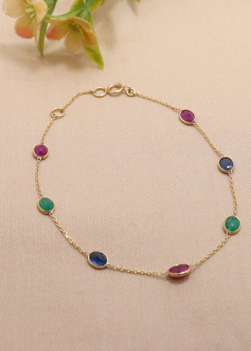 The Regal Trinity Gemstone Gold Bracelet