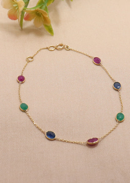 The Regal Trinity Gemstone Gold Bracelet