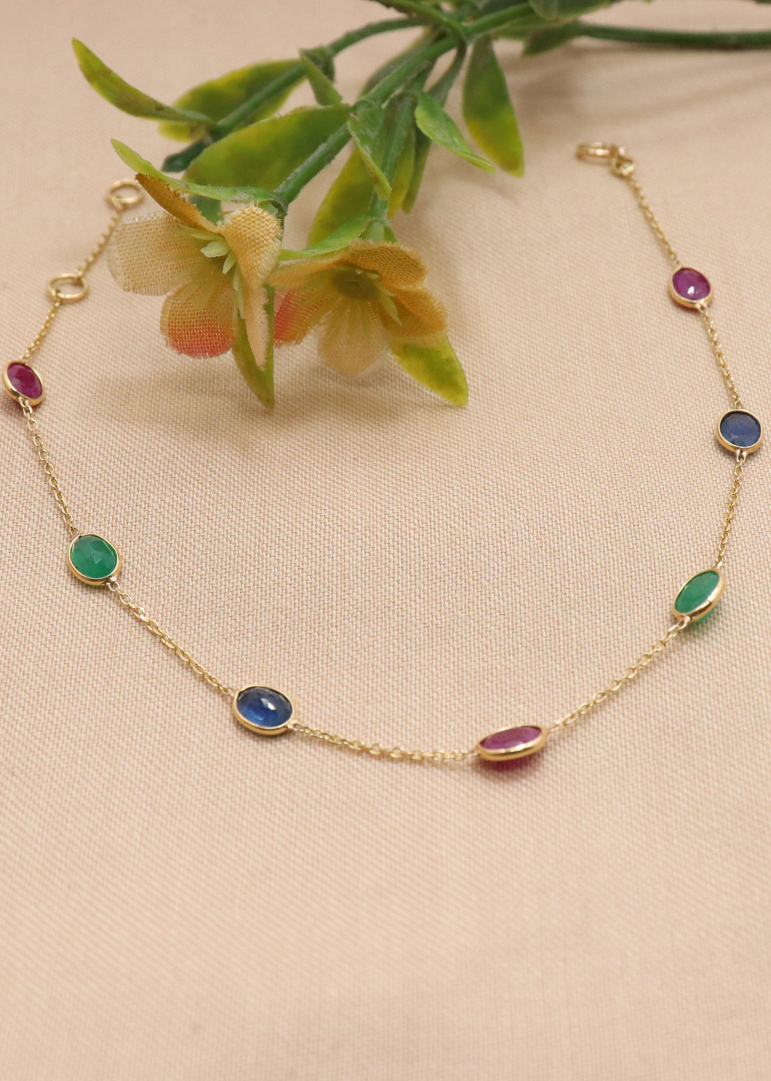 The Regal Trinity Gemstone Gold Bracelet