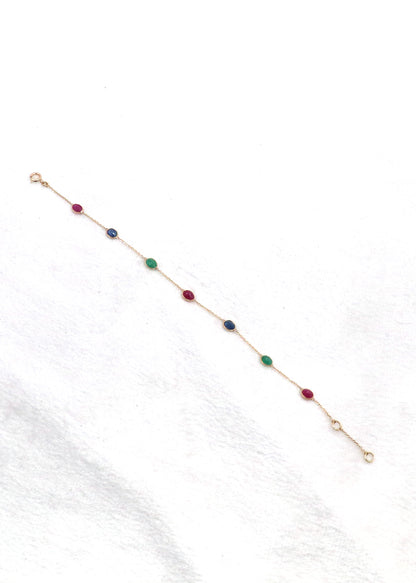 The Regal Trinity Gemstone Gold Bracelet
