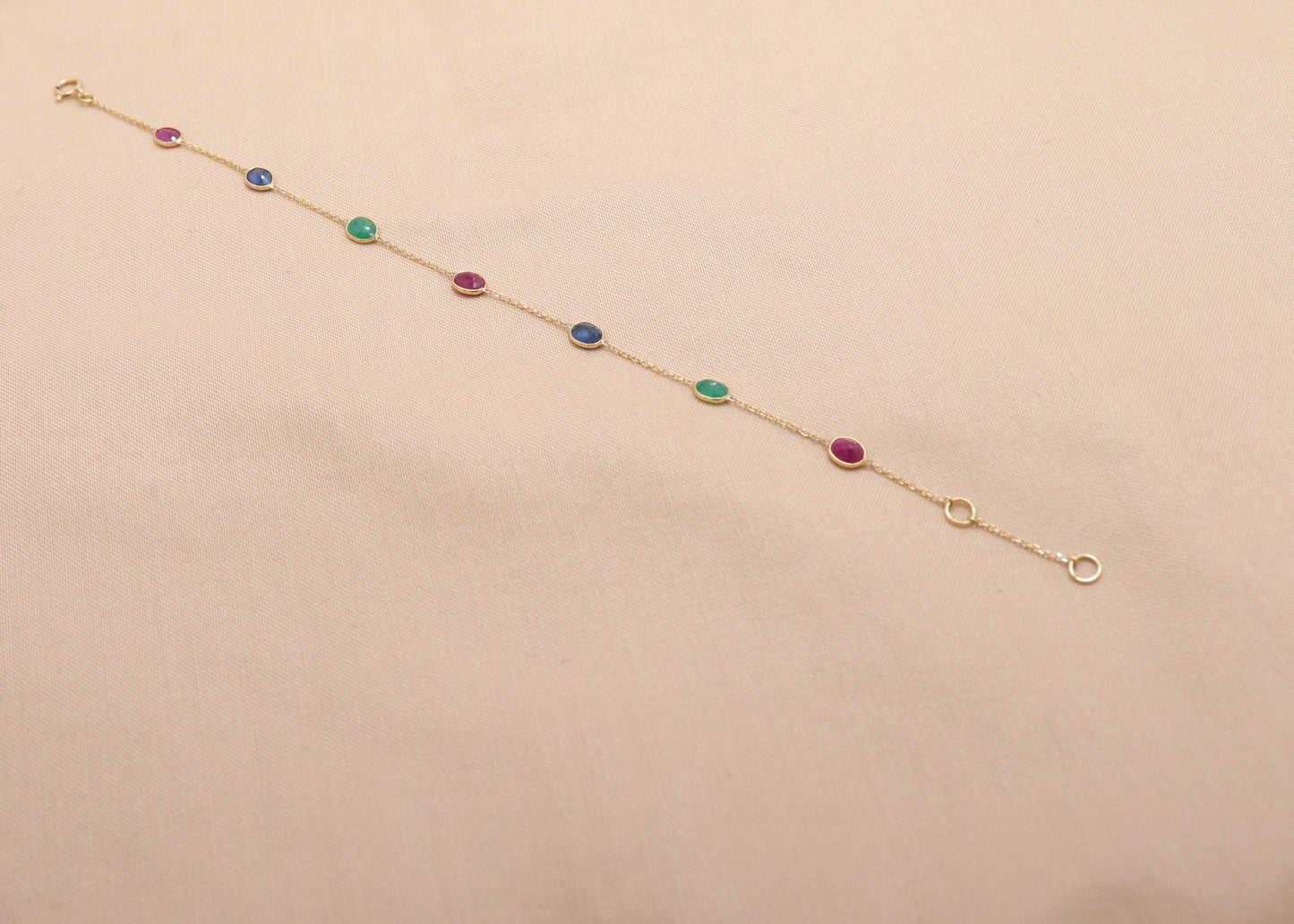 The Regal Trinity Gemstone Gold Bracelet