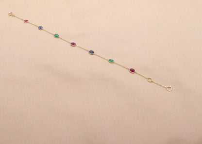 The Regal Trinity Gemstone Gold Bracelet