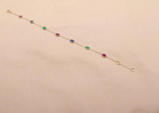 The Regal Trinity Gemstone Gold Bracelet
