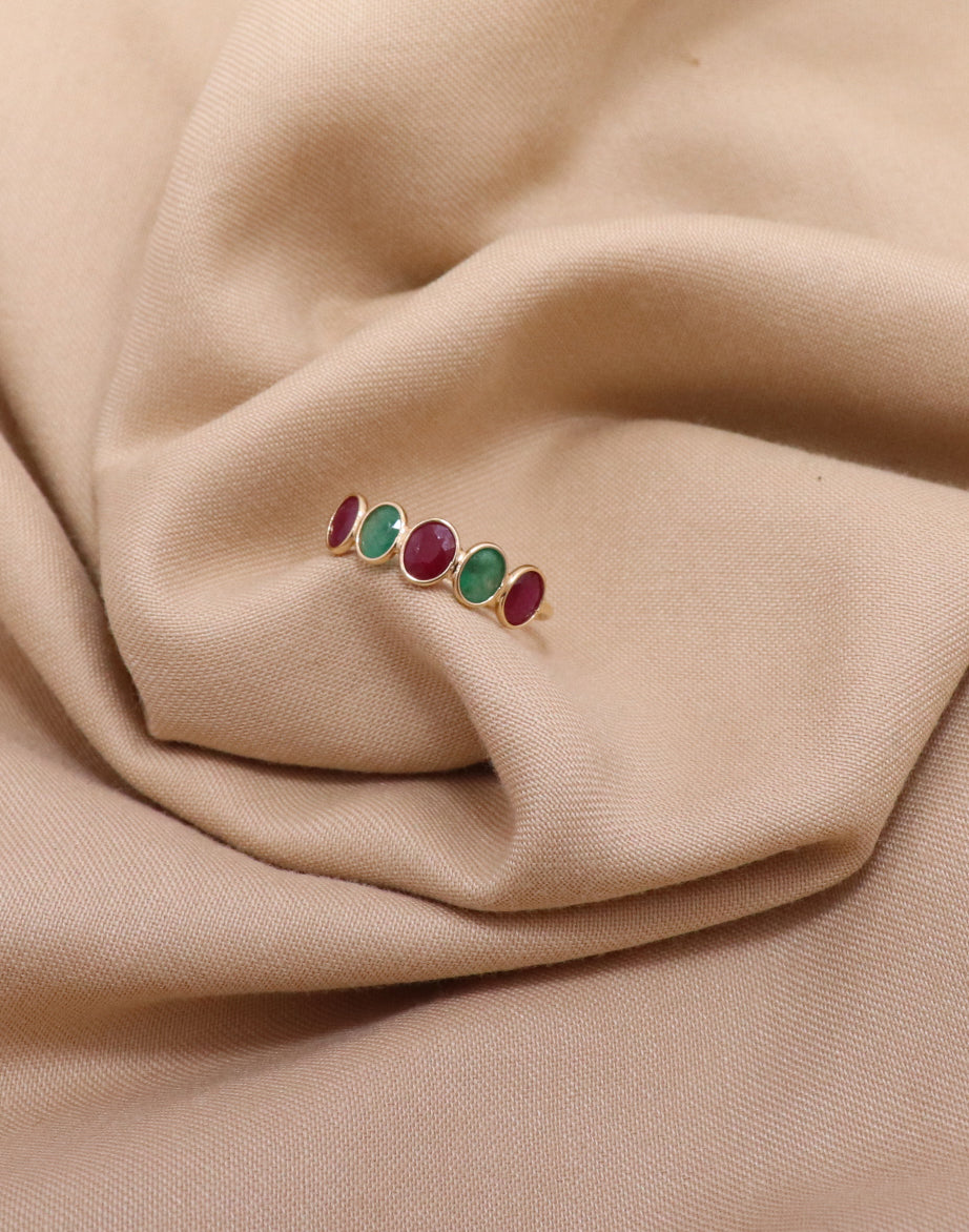 The Royal Ruby Emerald Crown Ring