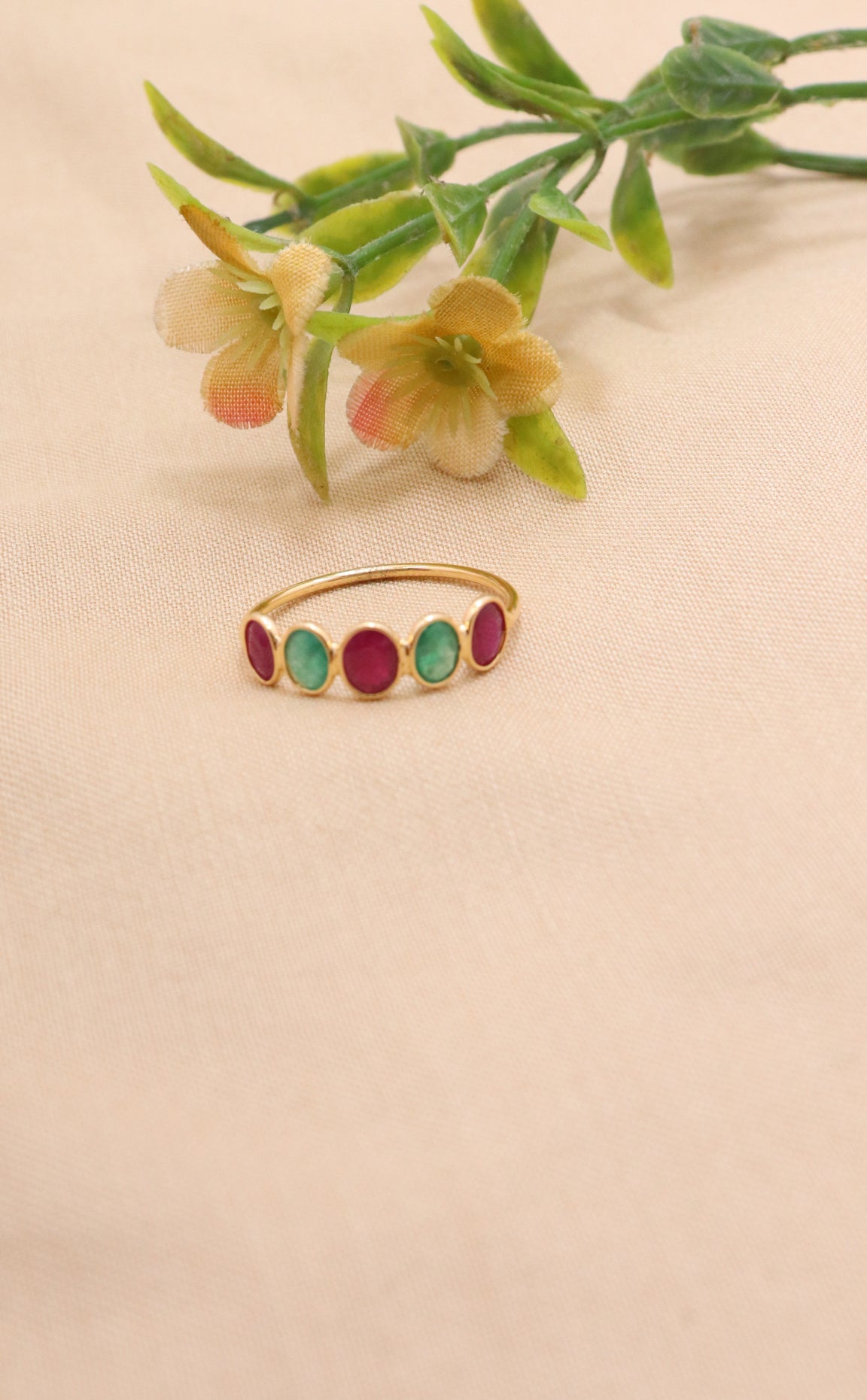 The Royal Ruby Emerald Crown Ring