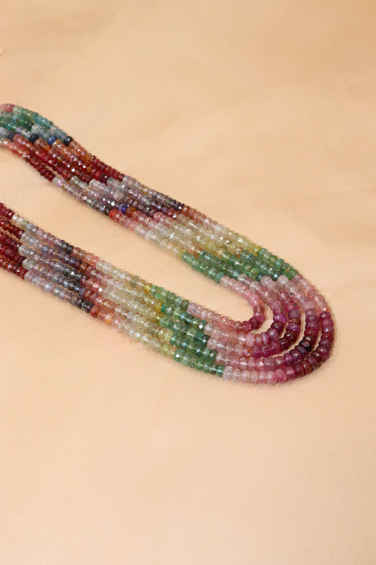 Anjana Necklace : Elegant Multi - Layer Gemstone Necklace Featuring Multi Tourmaline Effortless Style - SurabhiJewels