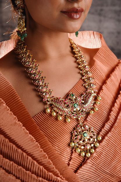 Antique South Peacock's Necklace - SurabhiJewels