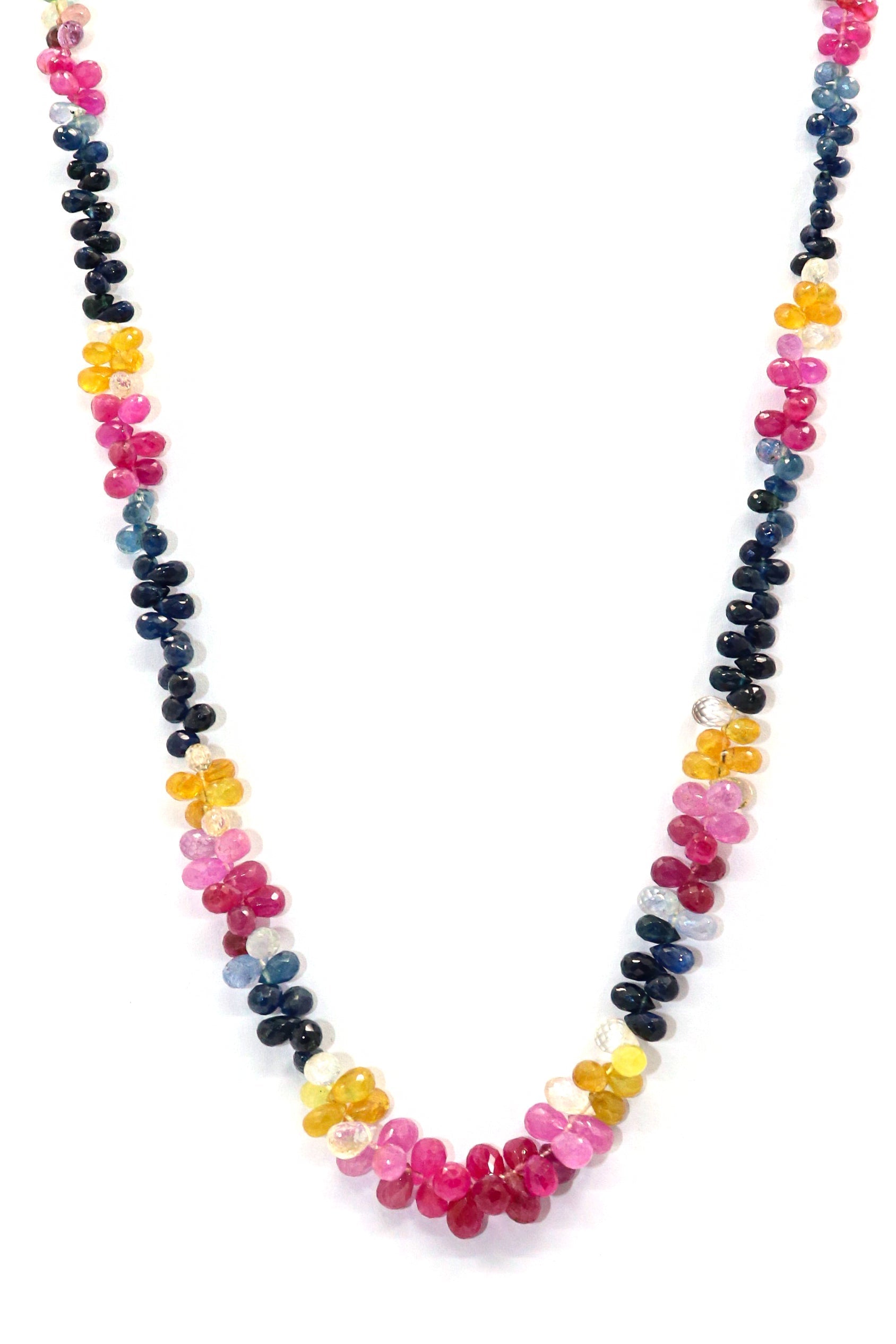 Bhadravati Necklace : Multi Sapphire Gemstones Multifaceted Elegance Necklace - SurabhiJewels