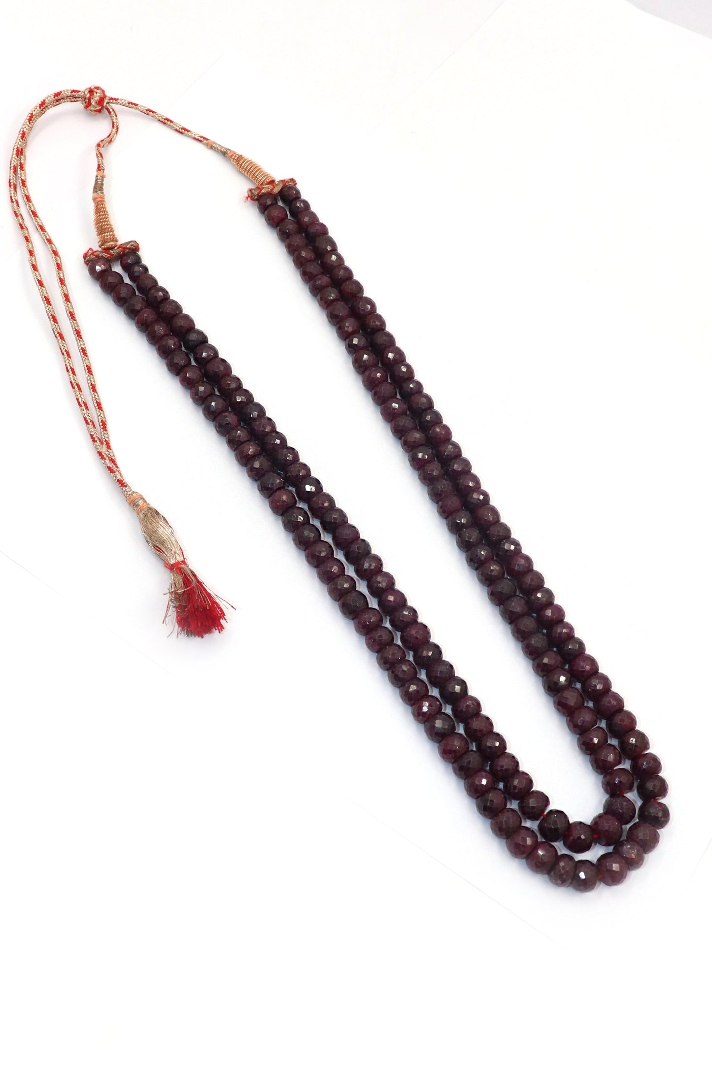 Bhadravati Necklace : Ruby Gemstone Multi layer String Necklace - SurabhiJewels