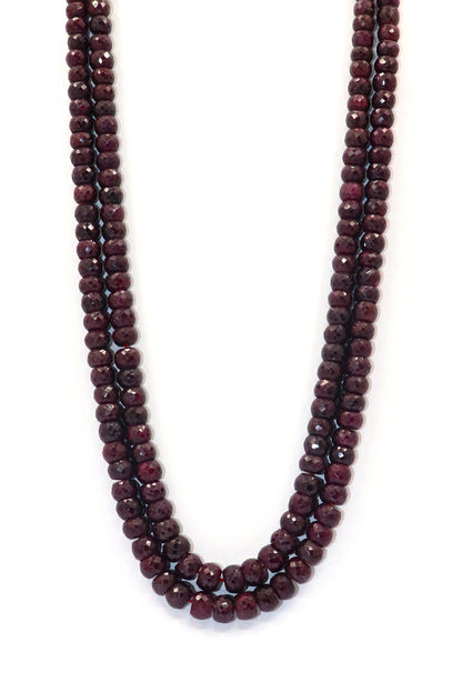 Bhadravati Necklace : Ruby Gemstone Multi layer String Necklace - SurabhiJewels