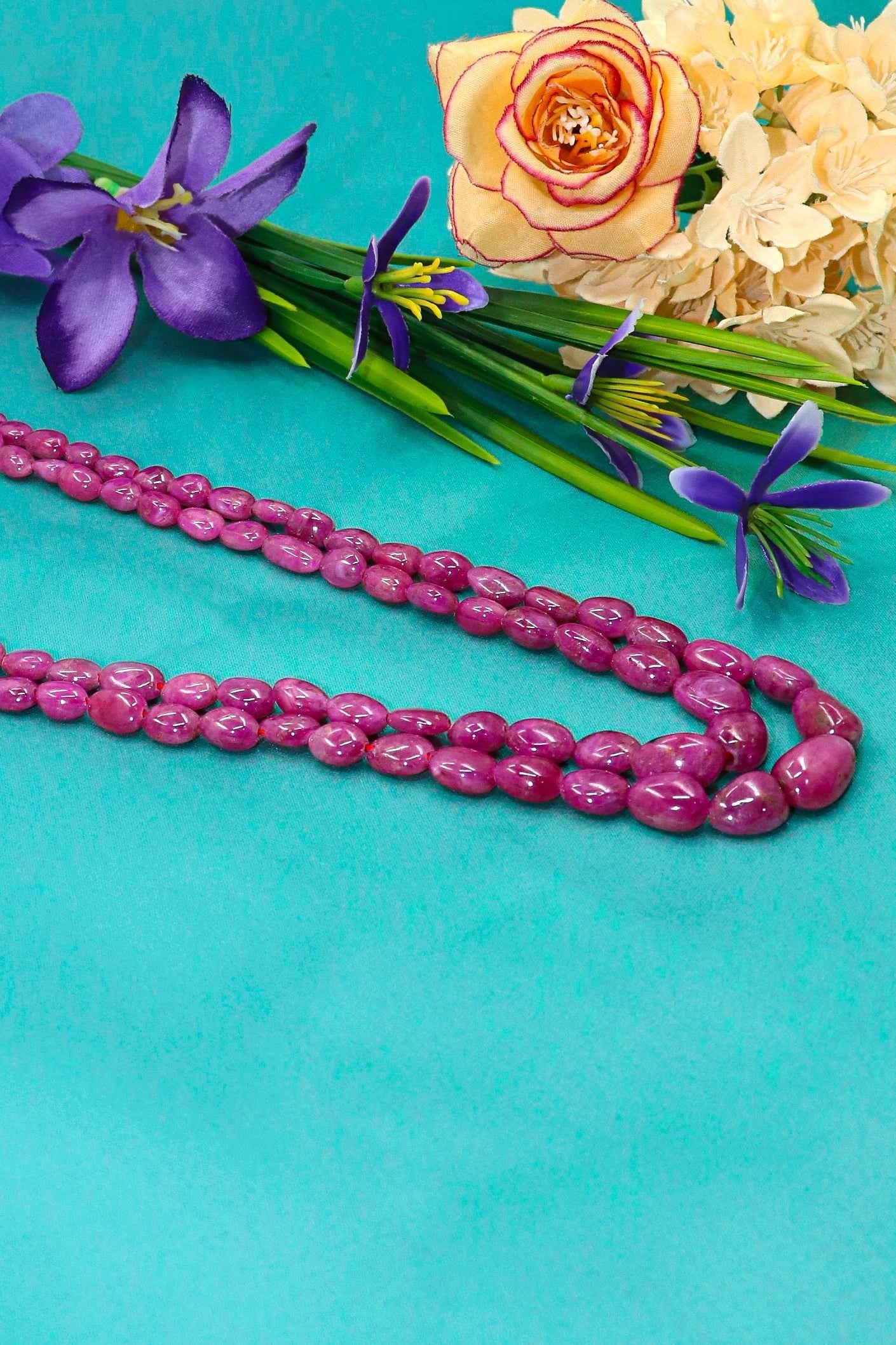 Bhagini Necklace : Ruby Gemstone Two Layer Necklace - SurabhiJewels