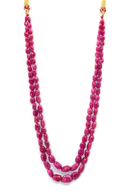 Bhagini Necklace : Ruby Gemstone Two Layer Necklace - SurabhiJewels