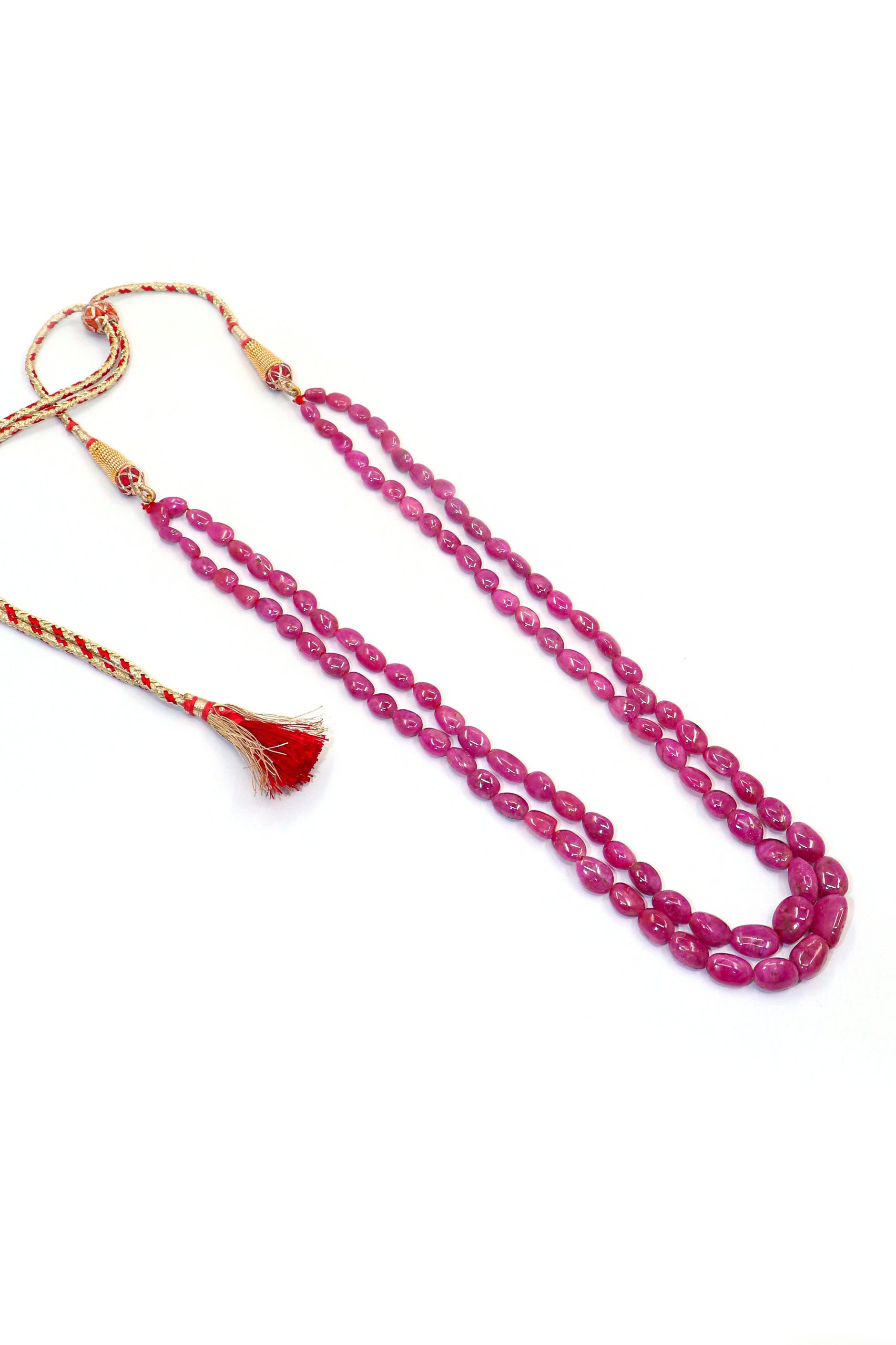 Bhagini Necklace : Ruby Gemstone Two Layer Necklace - SurabhiJewels