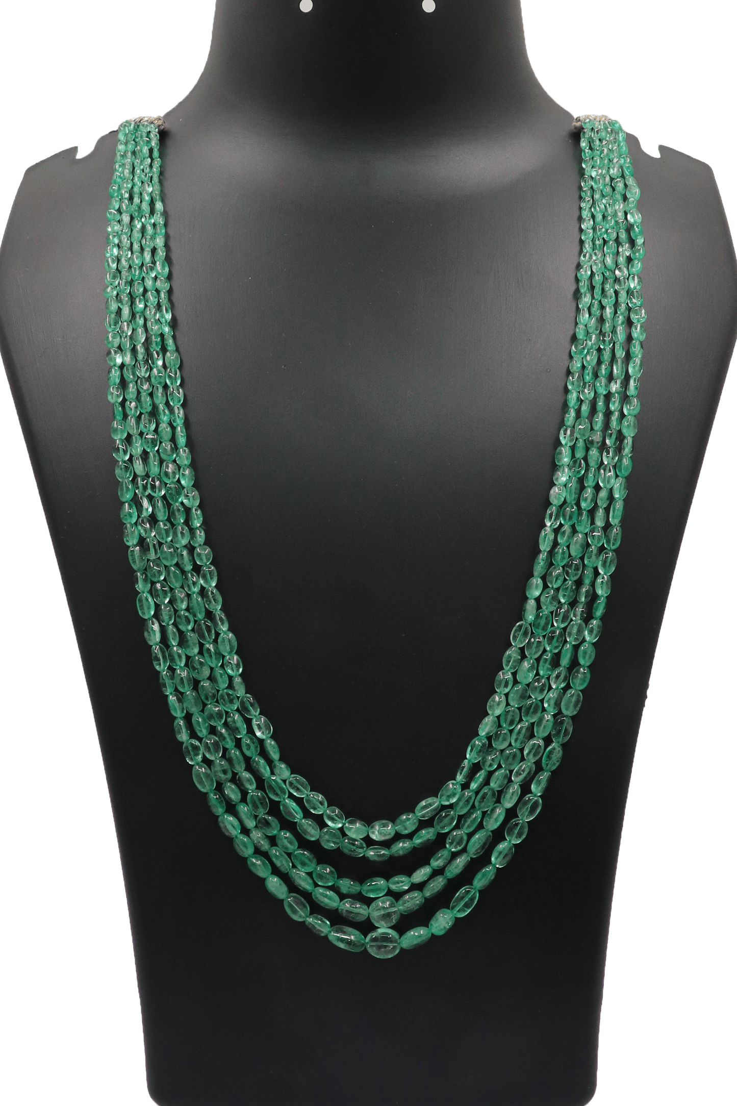 Bhairavi Necklace : Emerald Gemstone Five Layer Necklace - SurabhiJewels