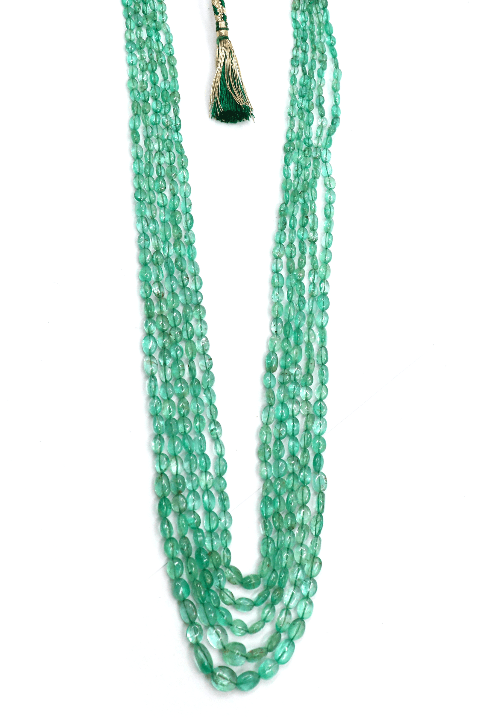 Bhairavi Necklace : Emerald Gemstone Five Layer Necklace - SurabhiJewels