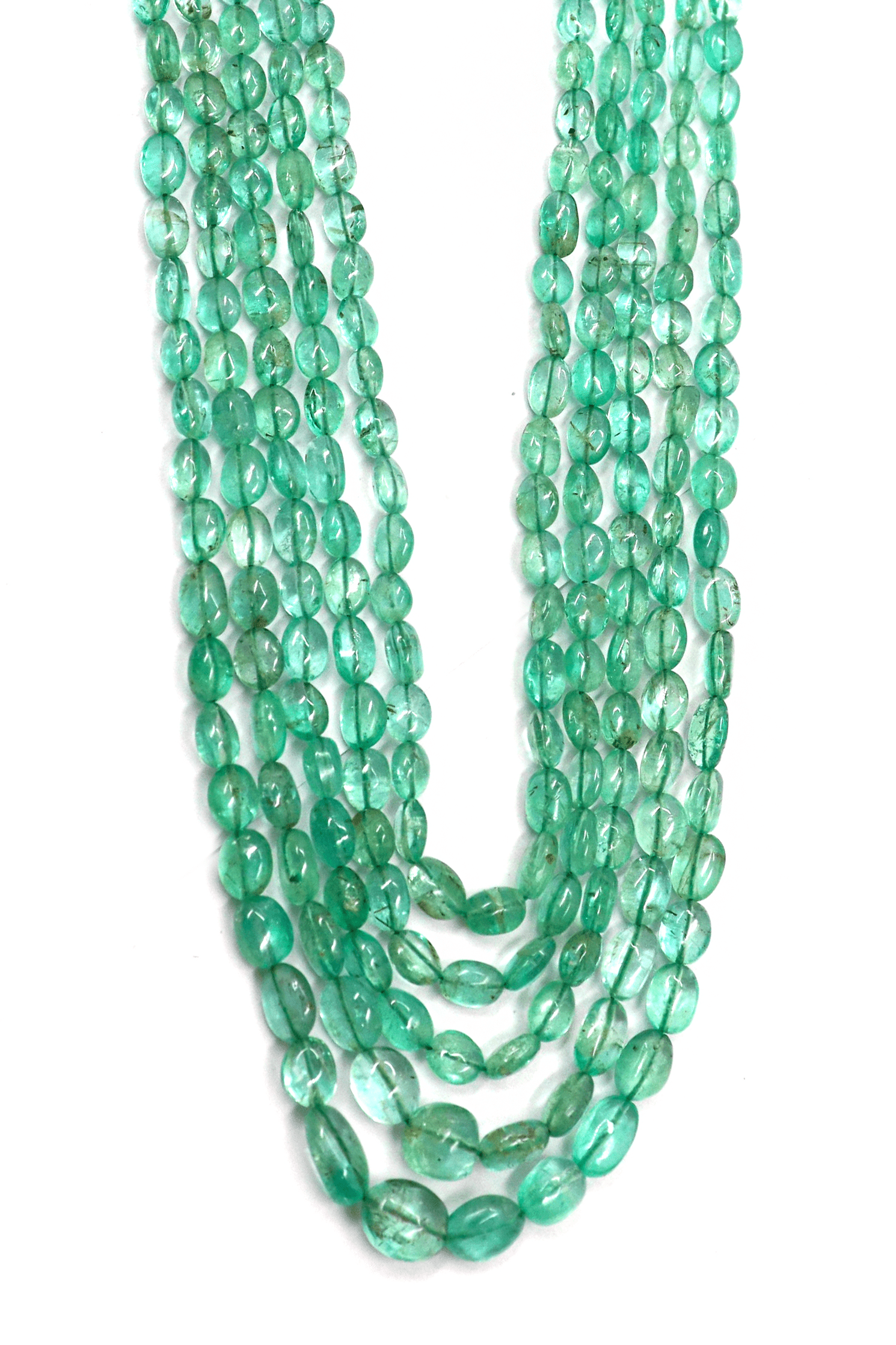 Bhairavi Necklace : Emerald Gemstone Five Layer Necklace - SurabhiJewels