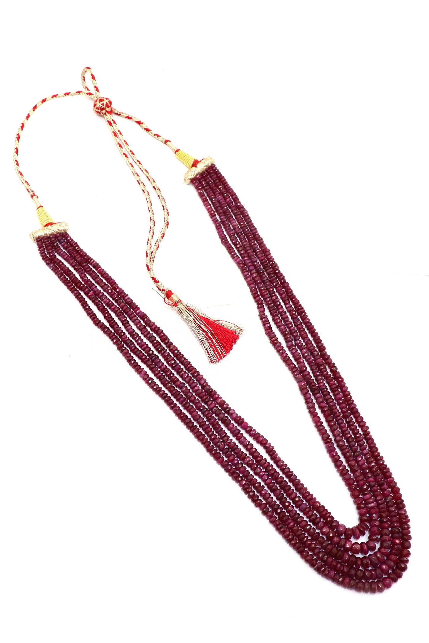 Bhairavi Necklace : Ruby Gemstone Five Layer Necklace - SurabhiJewels