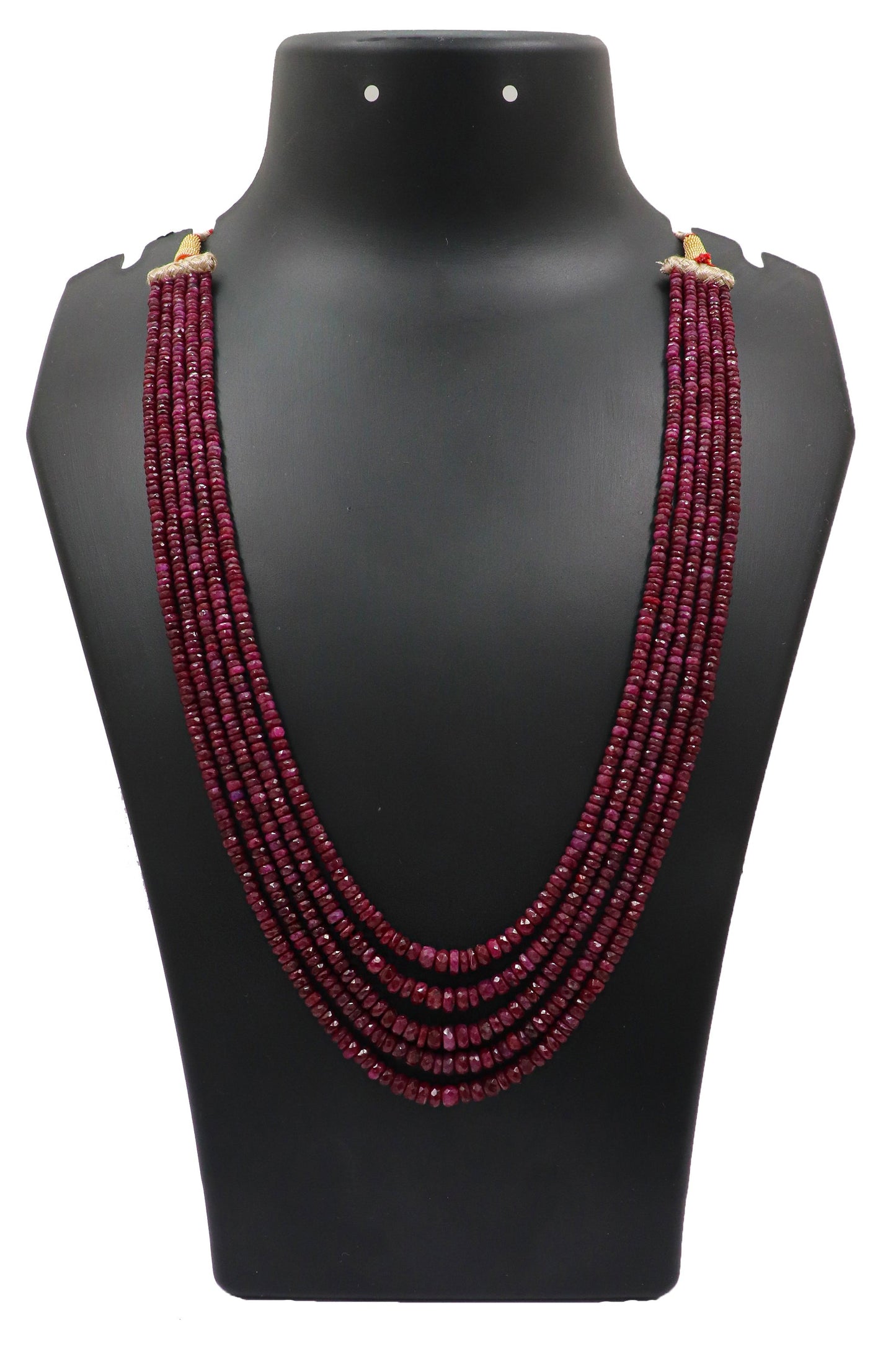 Bhairavi Necklace : Ruby Gemstone Five Layer Necklace - SurabhiJewels