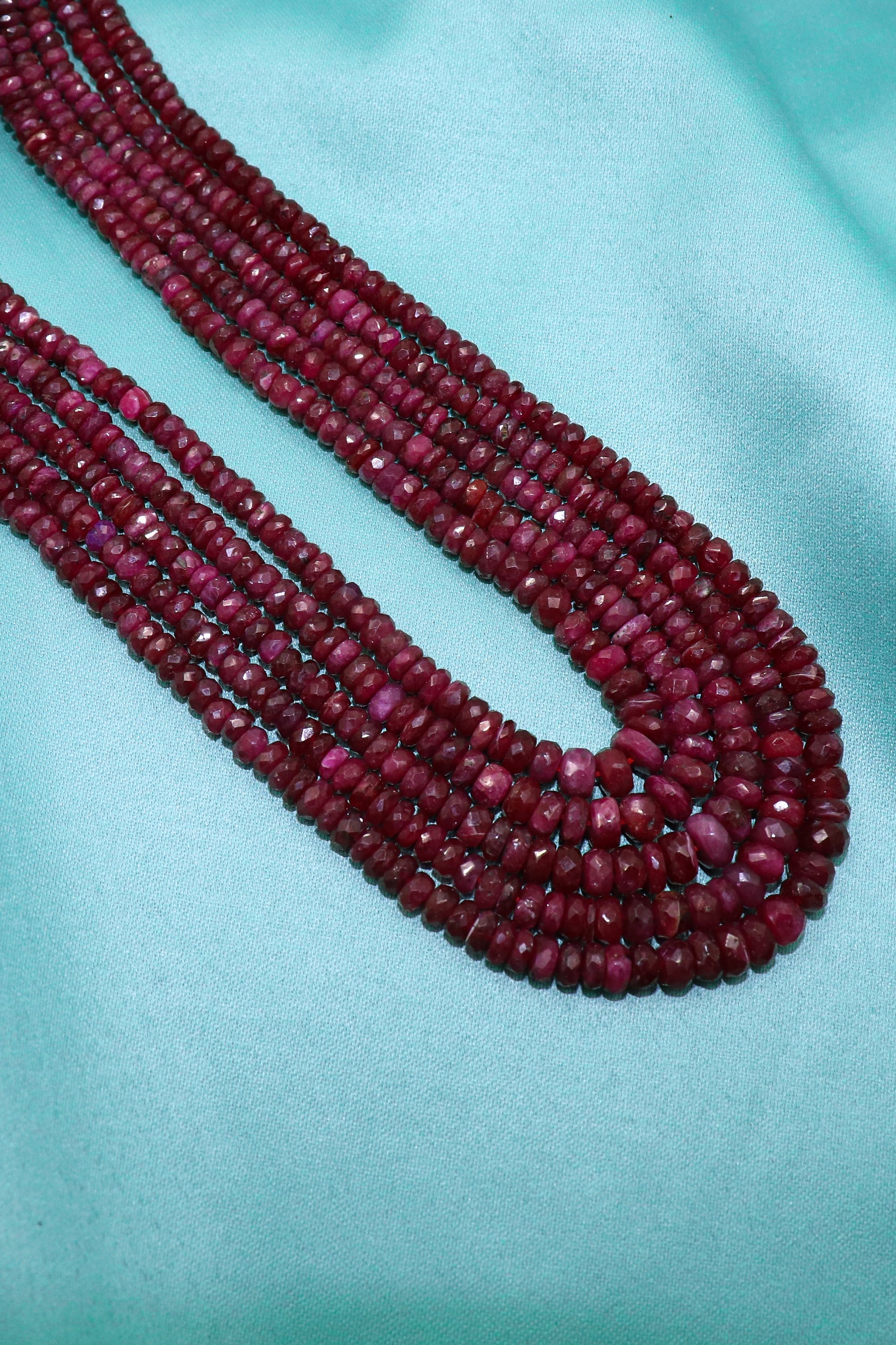 Bhairavi Necklace : Ruby Gemstone Five Layer Necklace - SurabhiJewels