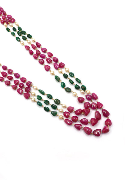 Bhargavi Necklace : SPECIAL Multi Gemstones Three Layer NECKLACE - SurabhiJewels