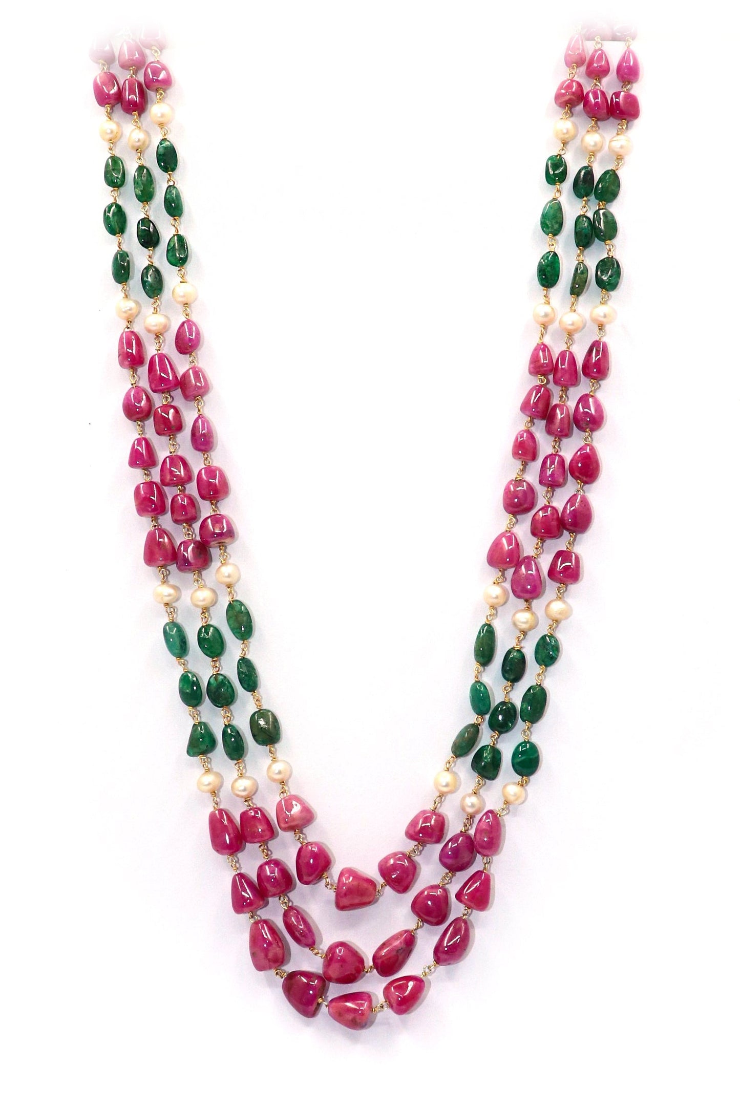 Bhargavi Necklace : SPECIAL Multi Gemstones Three Layer NECKLACE - SurabhiJewels