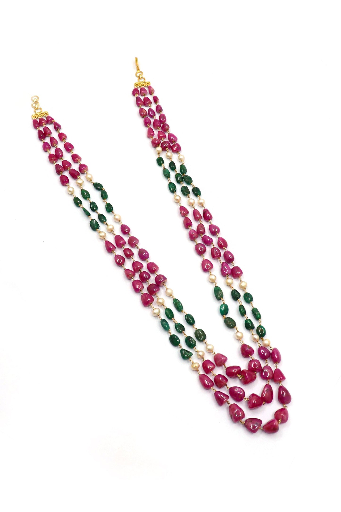 Bhargavi Necklace : SPECIAL Multi Gemstones Three Layer NECKLACE - SurabhiJewels