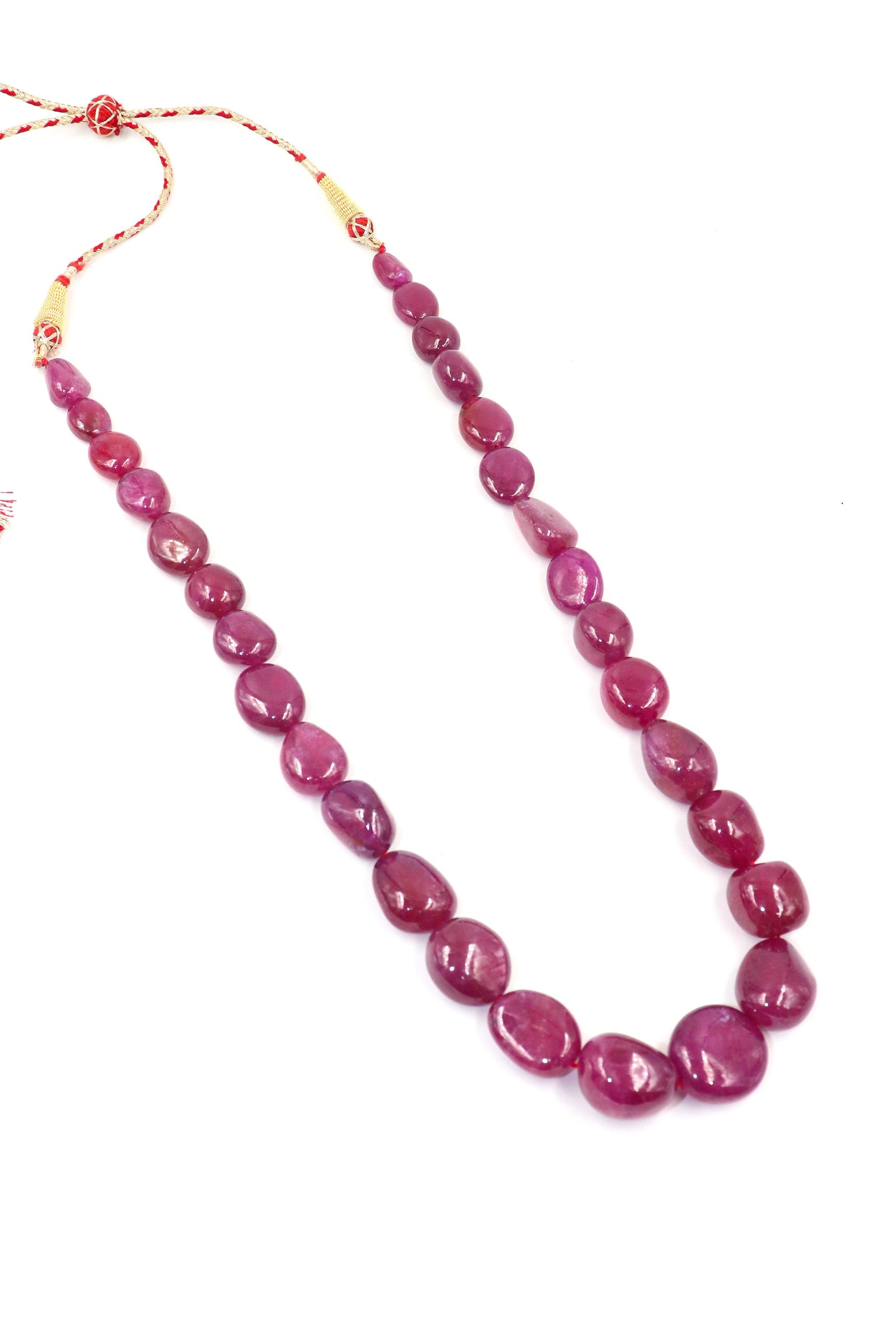 Chandrika Necklace : Ruby Gemstone Multi Sized Beaded Necklace Jewelry - SurabhiJewels