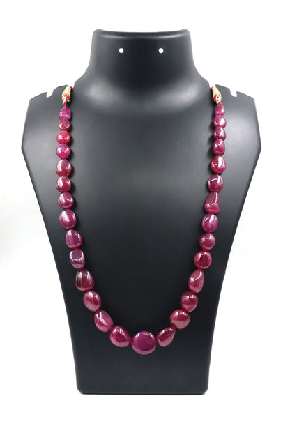 Chandrika Necklace : Ruby Gemstone Multi Sized Beaded Necklace Jewelry - SurabhiJewels