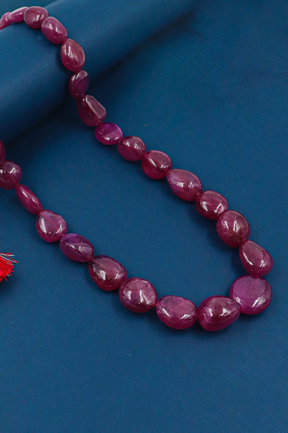 Chandrika Necklace : Ruby Gemstone Multi Sized Beaded Necklace Jewelry - SurabhiJewels